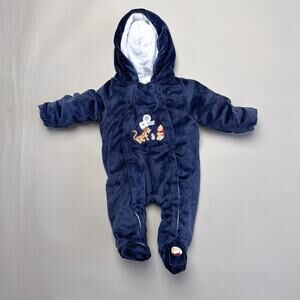 Disney Winnie the Pooh Bunting Snowsuit Baby Newborn 0-3M Navy Tigger Piglet